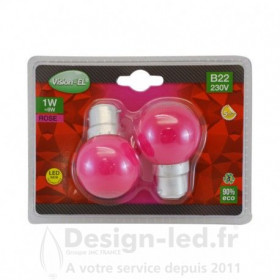 Ampoule B22 led 1w rose pack x2 - vision el - 76460 - promo - 76460 5,70 € -20%