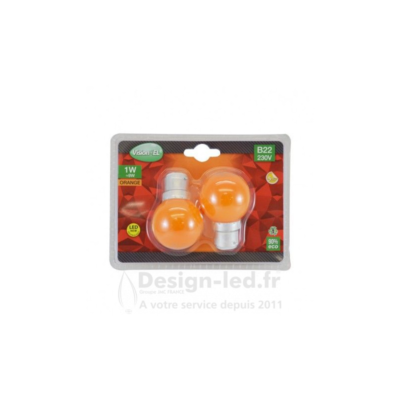 Ampoule B22 led 1w orange pack x2 - vision el - 76470 - promo - 76470 5,70 € -20%
