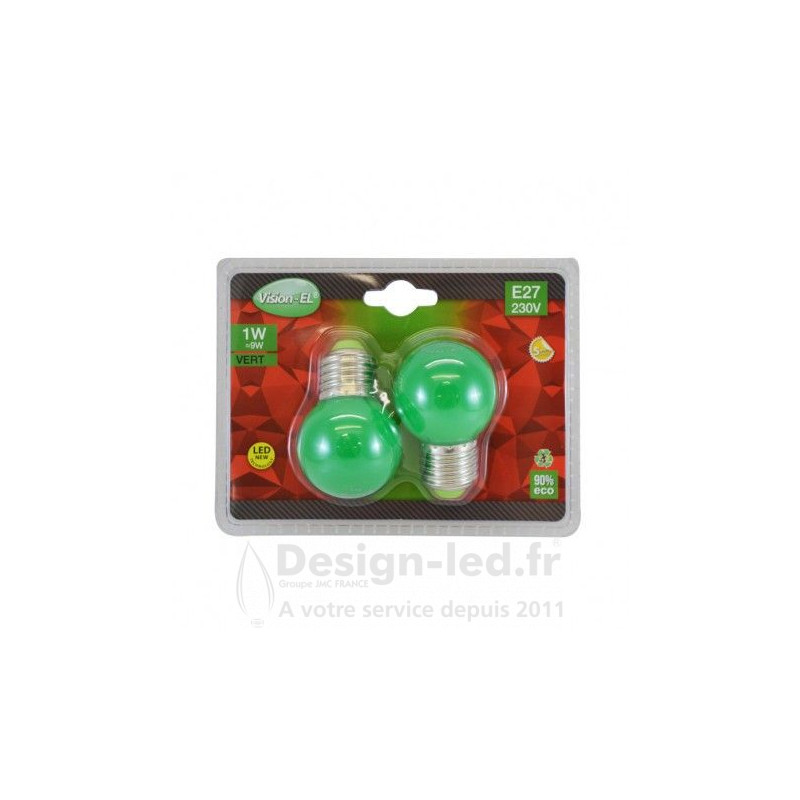 Ampoule E27 led G45 1w vert pack x2 - vision el - 76201 - promo - 76201 5,80 € -20%