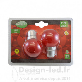 Ampoule B22 led 1w rouge pack x2 vision el 76420 5,70 €